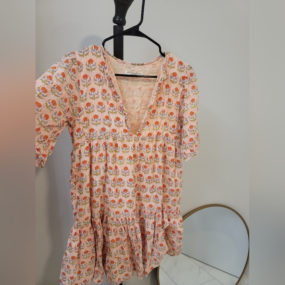 Emerson Fry Pink Floral Tiered Cotton Dress